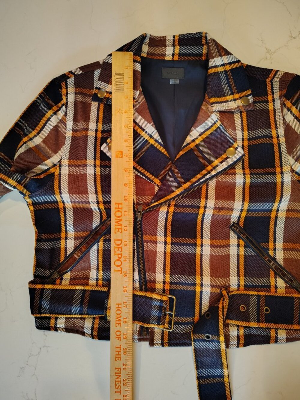 MOTHER - Stylish Moto 100% Cotton Plaid Jacket - Picture 4 of 10